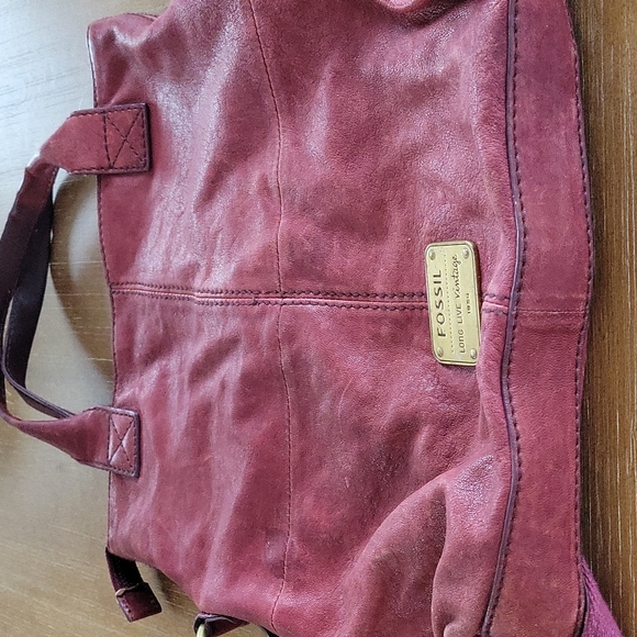 GORGEOUS VINTAGE FOSSIL DISTRESSED LEATHER BAG - Picture 5 of 16